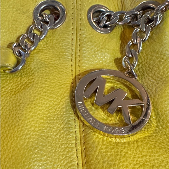 MICHAEL Michael Kors | Zinnia Maragold Yellow Pebbled Leather Satchel -EUC - Picture 6 of 16